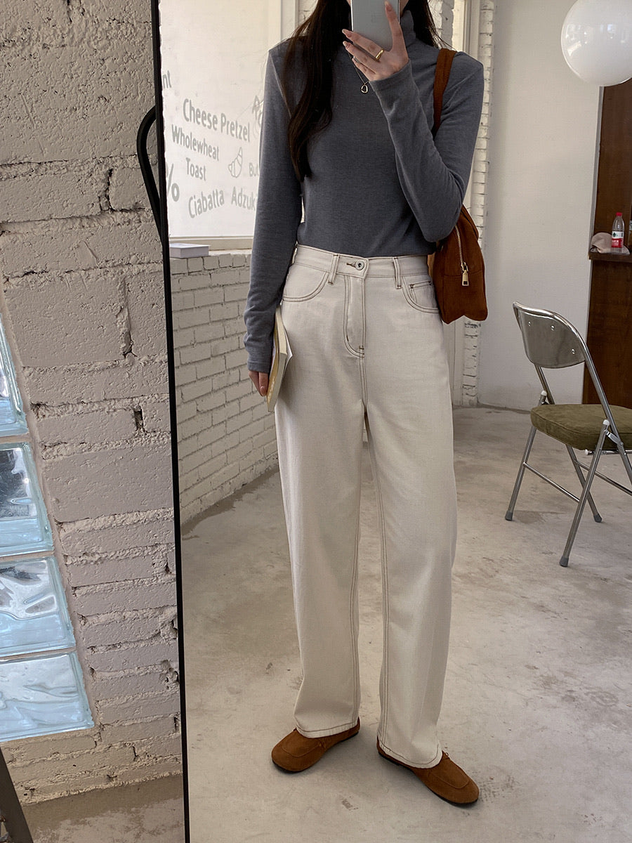 明線復古煙管牛仔褲