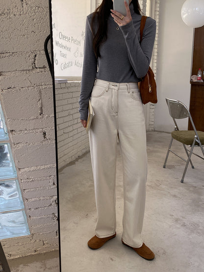 明線復古煙管牛仔褲