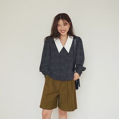 Polka Dot Large Collar Vintage Blouse