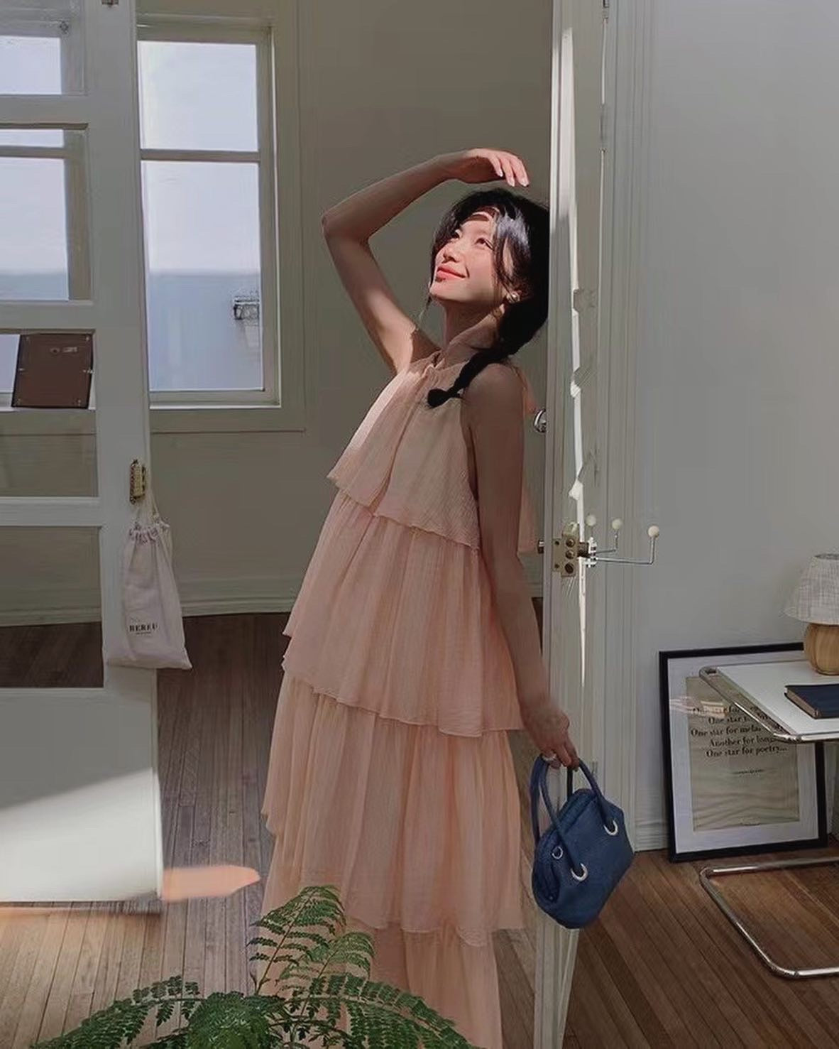 Four-tier shoulder-inset dress