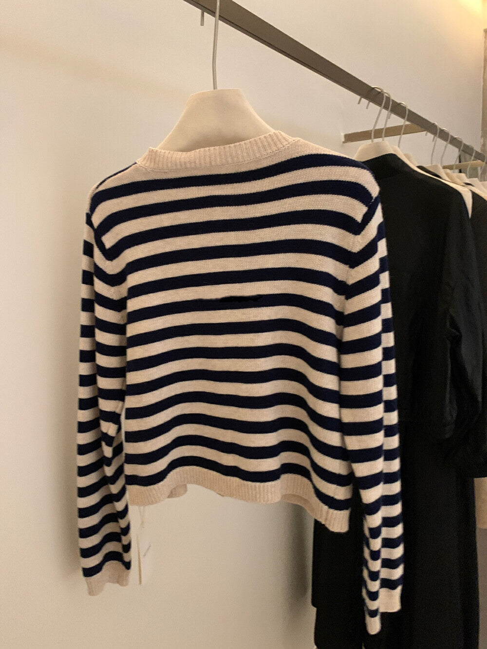 圓領條紋簡約針織開衫