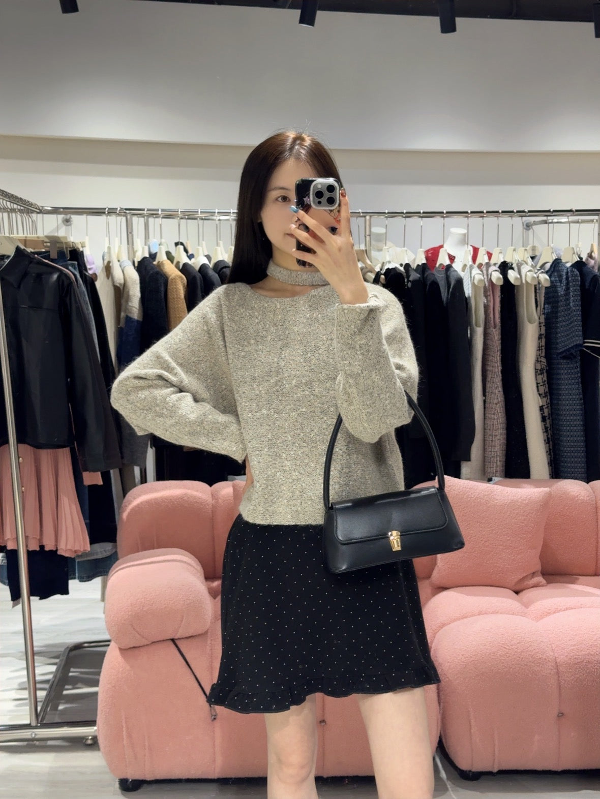 氣質斜領掛脖韓系上衣