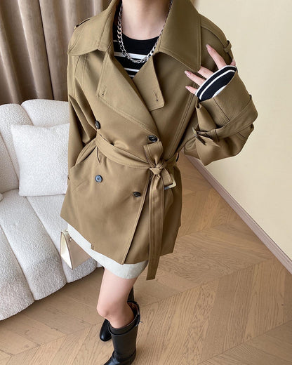 ダブルボタンベルトトレンチコート