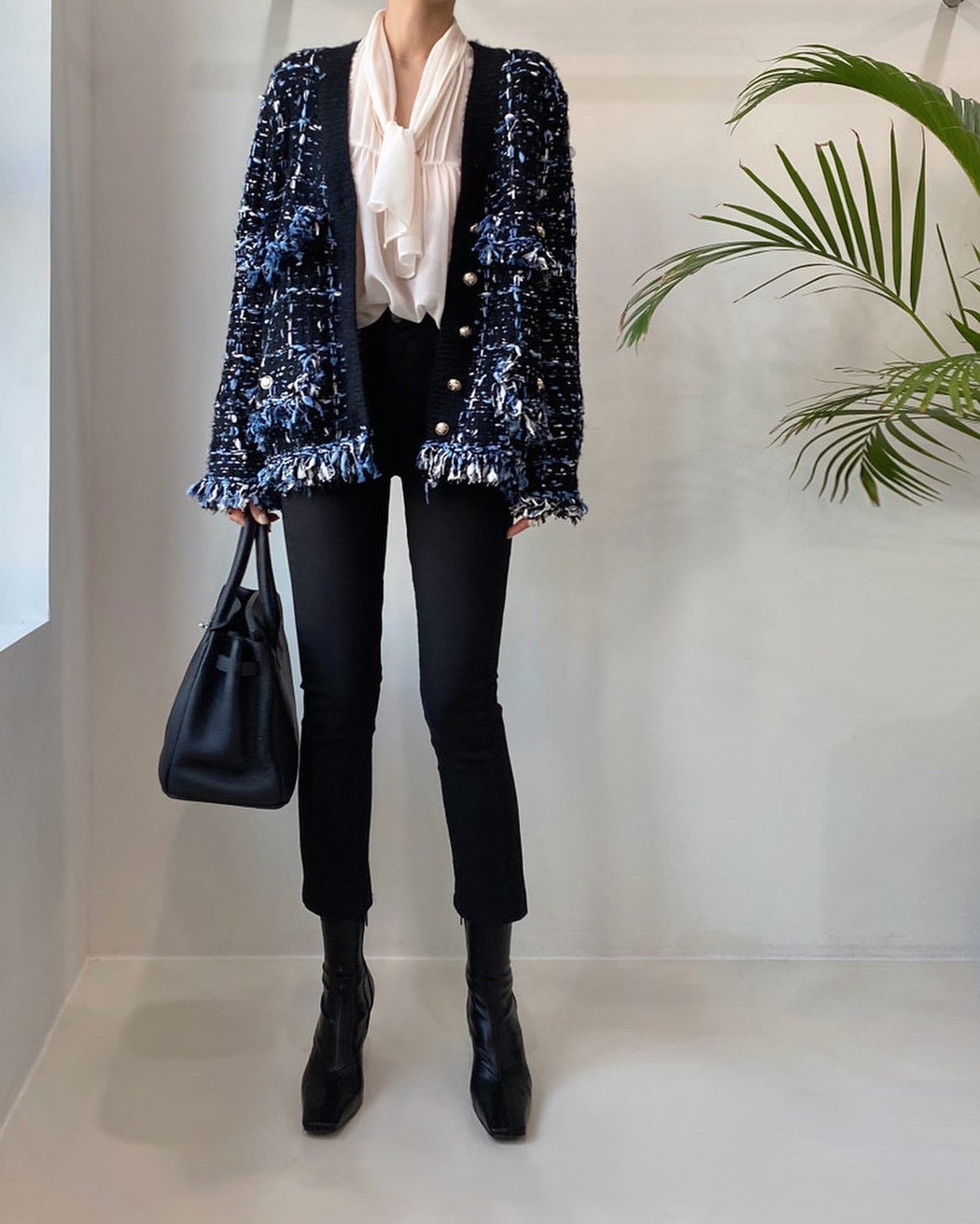 Vintage V-neck Multicolor Knit Cardigan