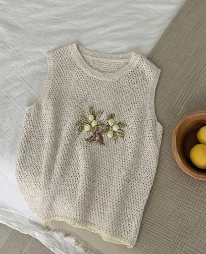 Macaron Floral Knit Vest