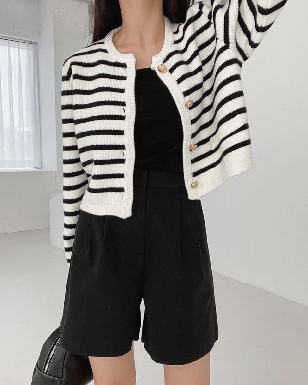 ボーダーニットカーディガン