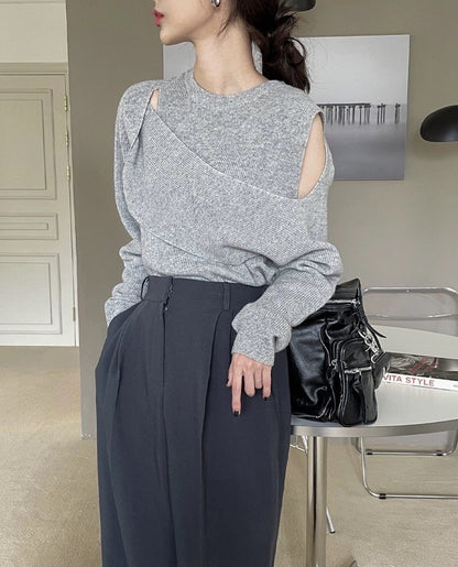 オフショルダーフェイクレイヤードトップ