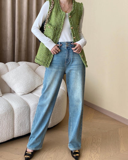 高腰直腳牛仔褲