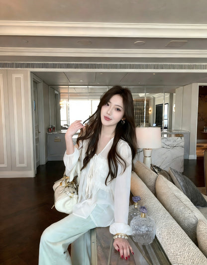 不對稱交叉領露肩小衫