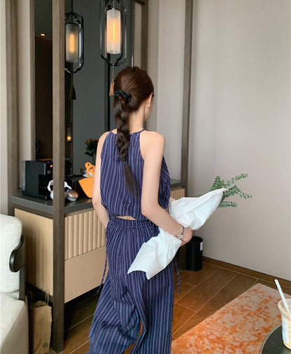 背心高腰闊腿褲套裝