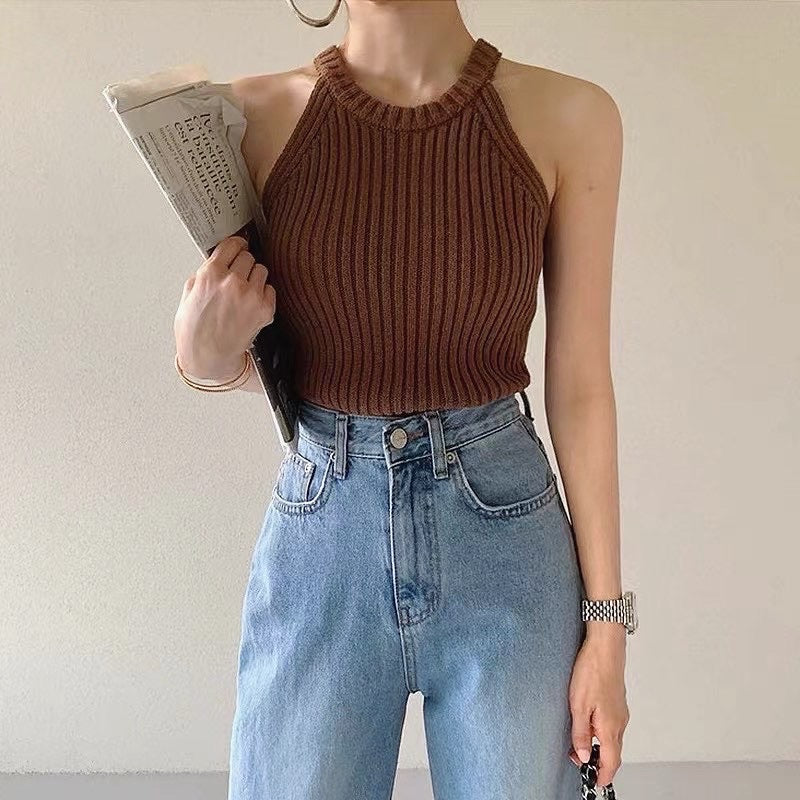 Halter Neck Knitted Vest