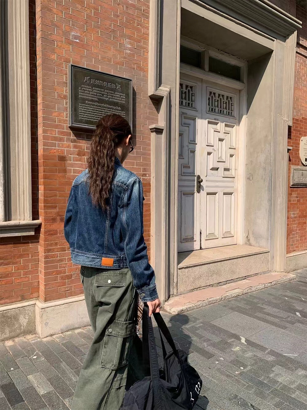 美式復古翻領短款牛仔外套