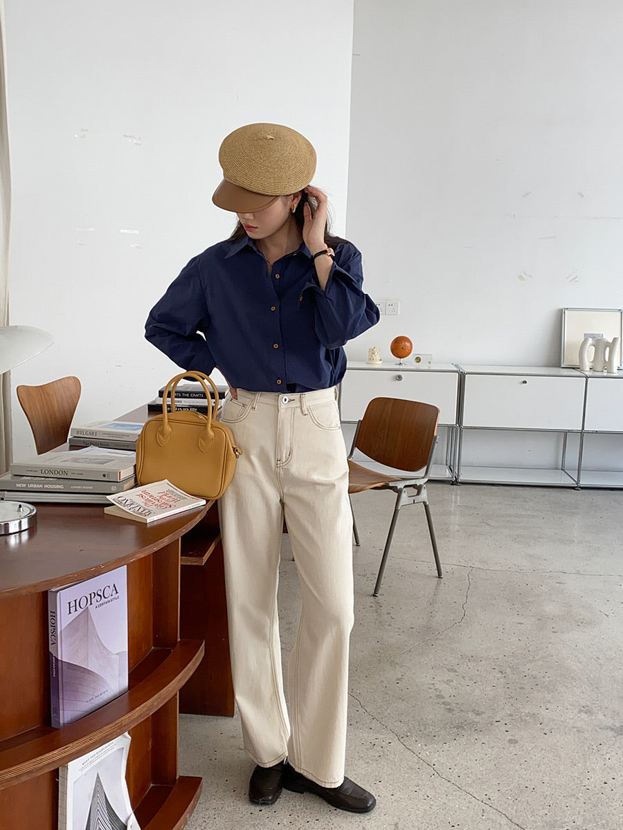 明線復古煙管牛仔褲