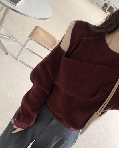 オフショルダーフェイクレイヤードトップ