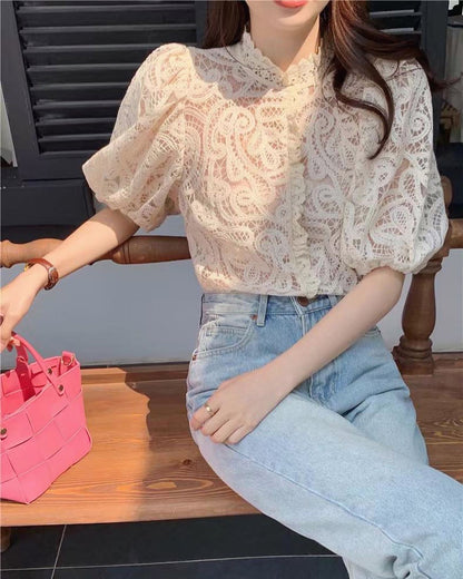 Puff Sleeve Lace Top