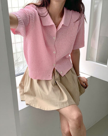 翻領針織開樓top