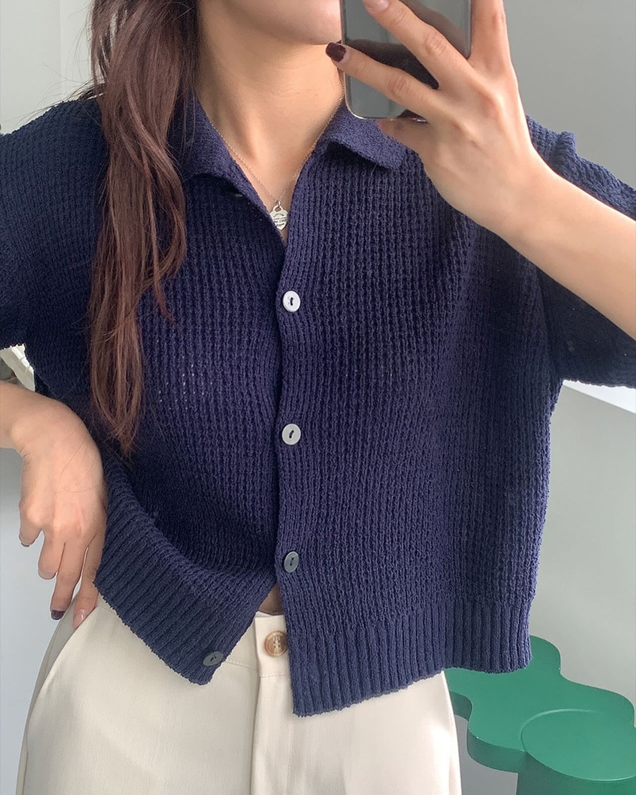 翻領針織開樓top