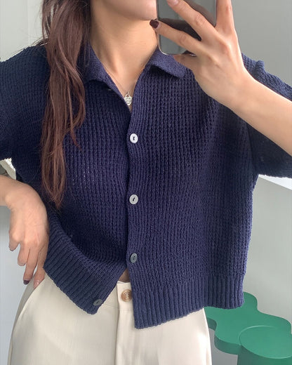 翻領針織開樓top