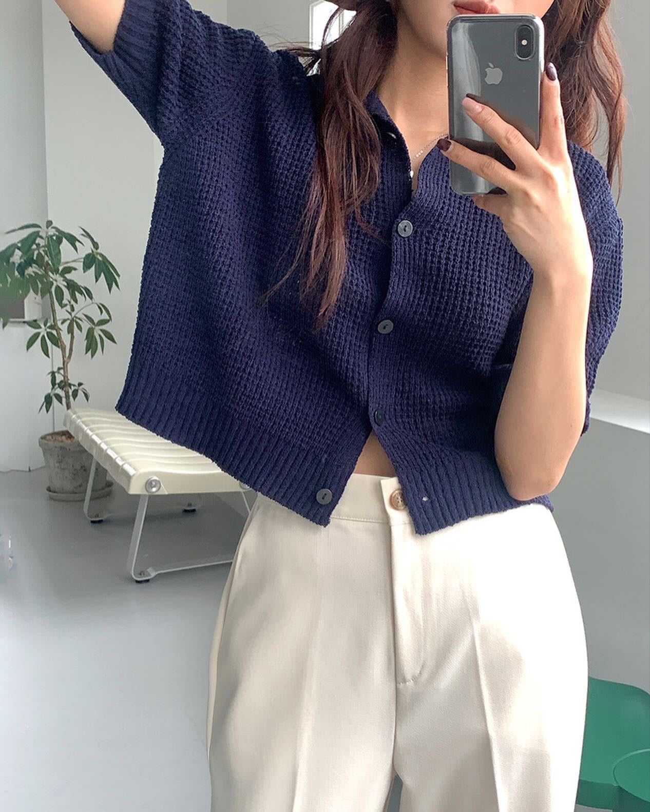 翻領針織開樓top