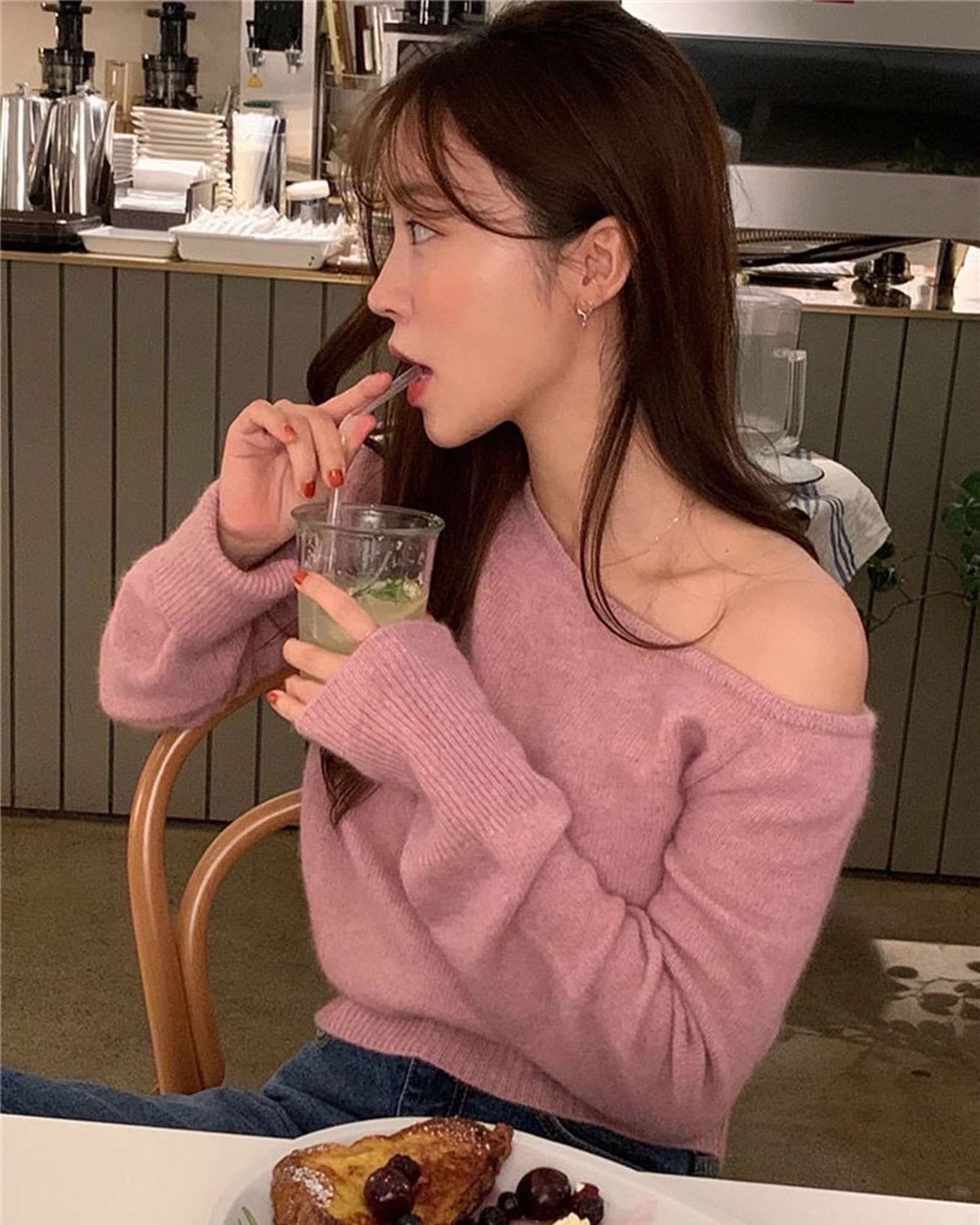 off shoulder針織冷杉top