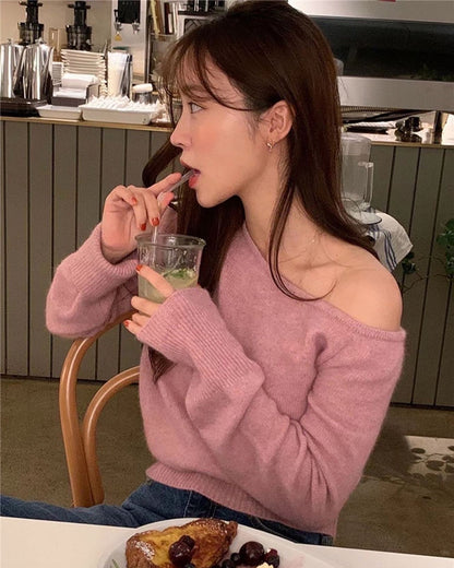 off shoulder針織冷杉top