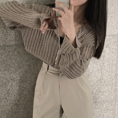 ショートジップアップニットジャケット