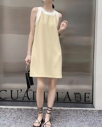配色ネックレスベストワンピース