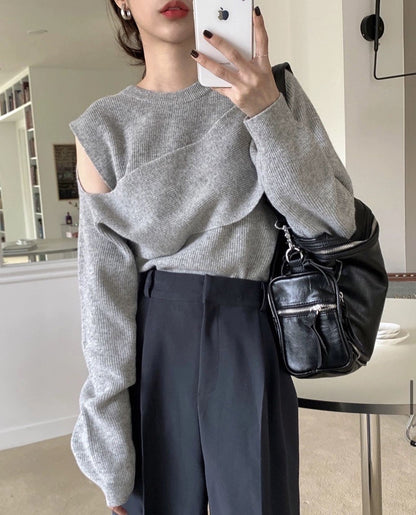 オフショルダーフェイクレイヤードトップ