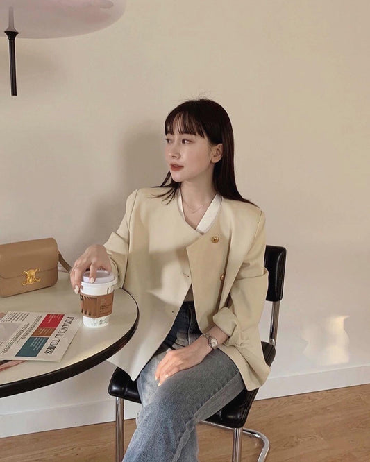 圓領西裝短外套