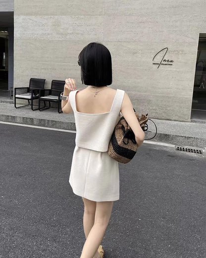Cropped Tank Top and Mini Skirt Set