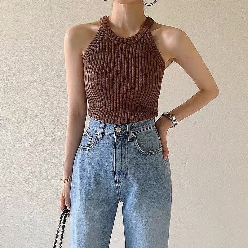 Halter Neck Knitted Vest