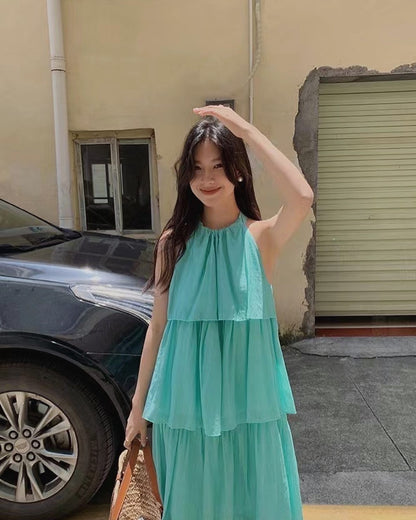 Four-tier shoulder-inset dress