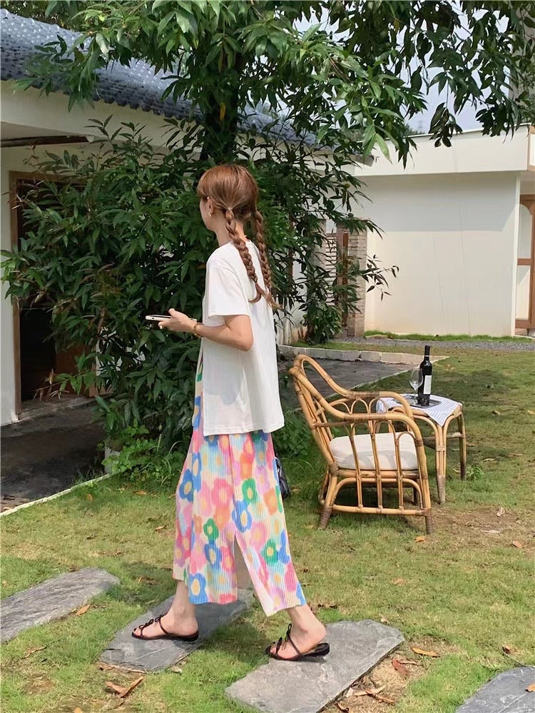 Summer Floral Midi Skirt