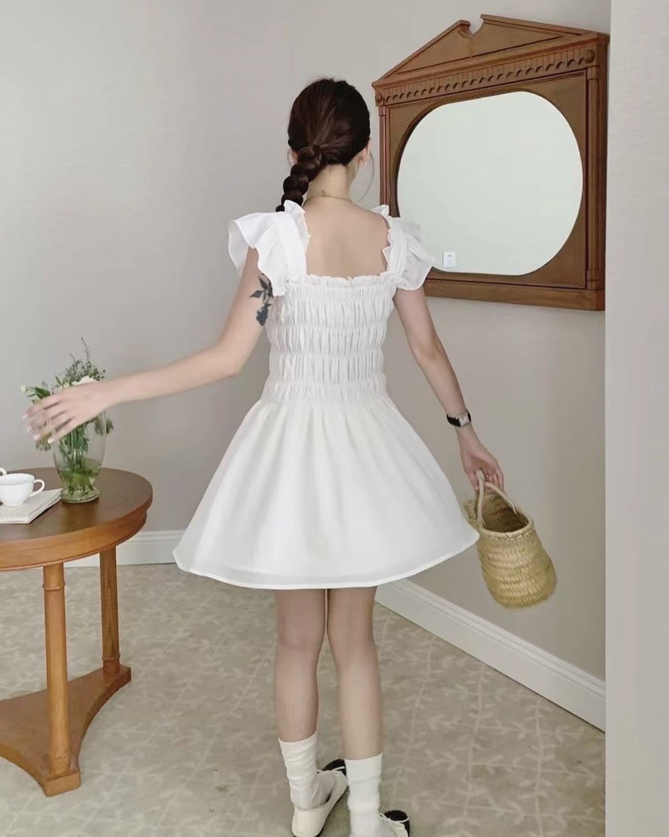 法式花邊收腰仙女裙