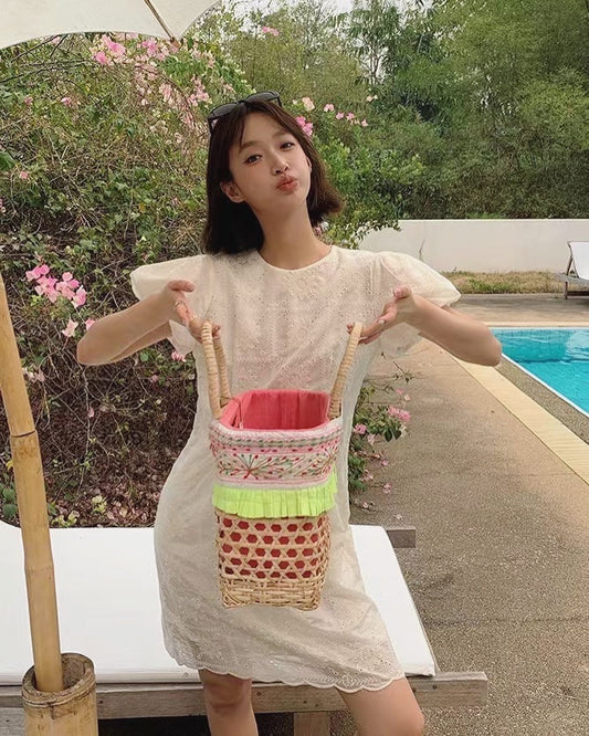 シースルー刺繍ワンピース