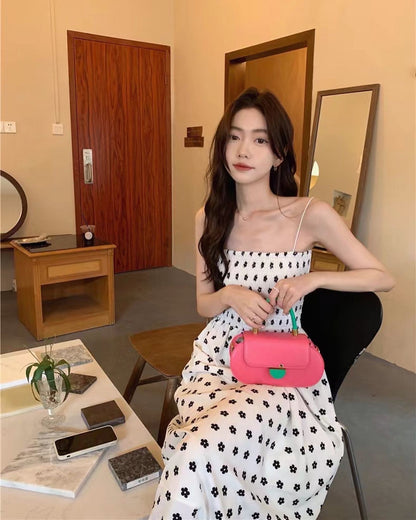 花花收腰A字吊帶連身裙