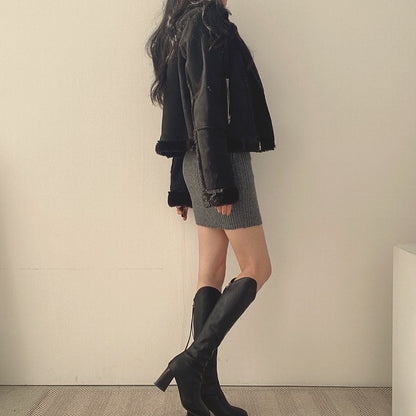 V-neck Slim Fit Knit Dress