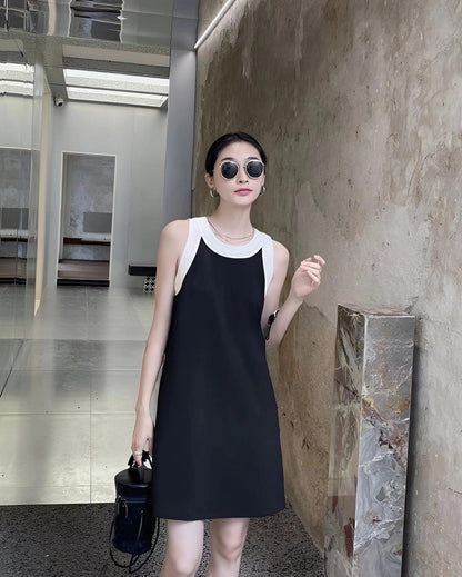 配色ネックレスベストワンピース