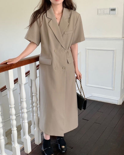 法式翻領西裝連身裙