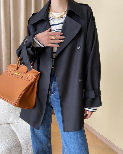 ダブルボタンベルトトレンチコート