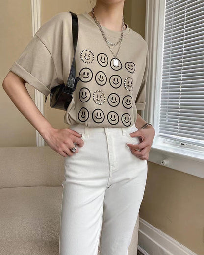 Beaded Smiley Face T-Shirt
