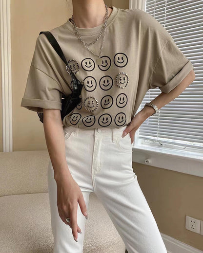 Beaded Smiley Face T-Shirt