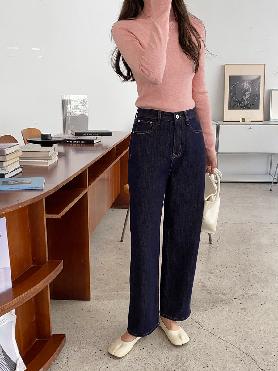 明線復古煙管牛仔褲