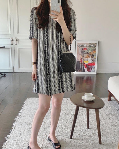 Short-sleeved Fringe Dress