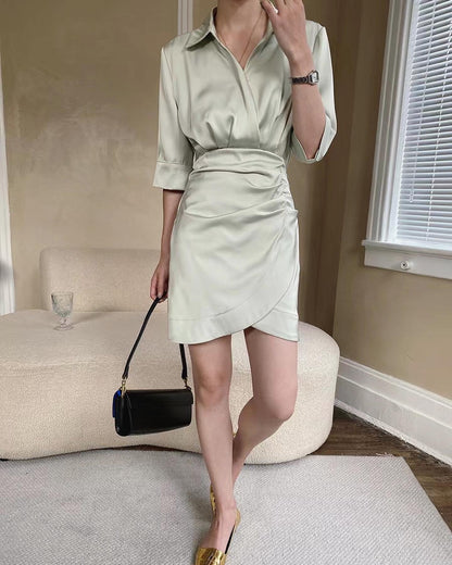 緞面修身連身裙