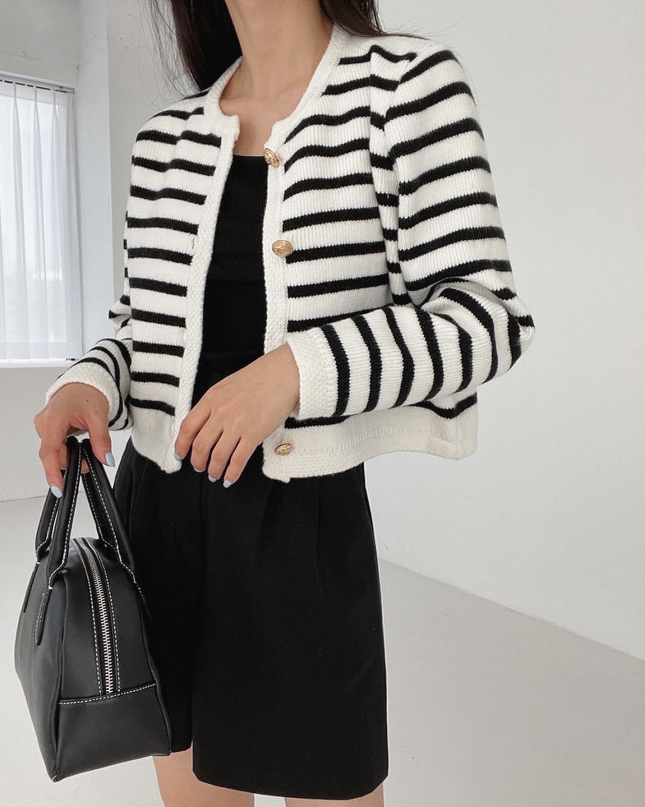 ボーダーニットカーディガン
