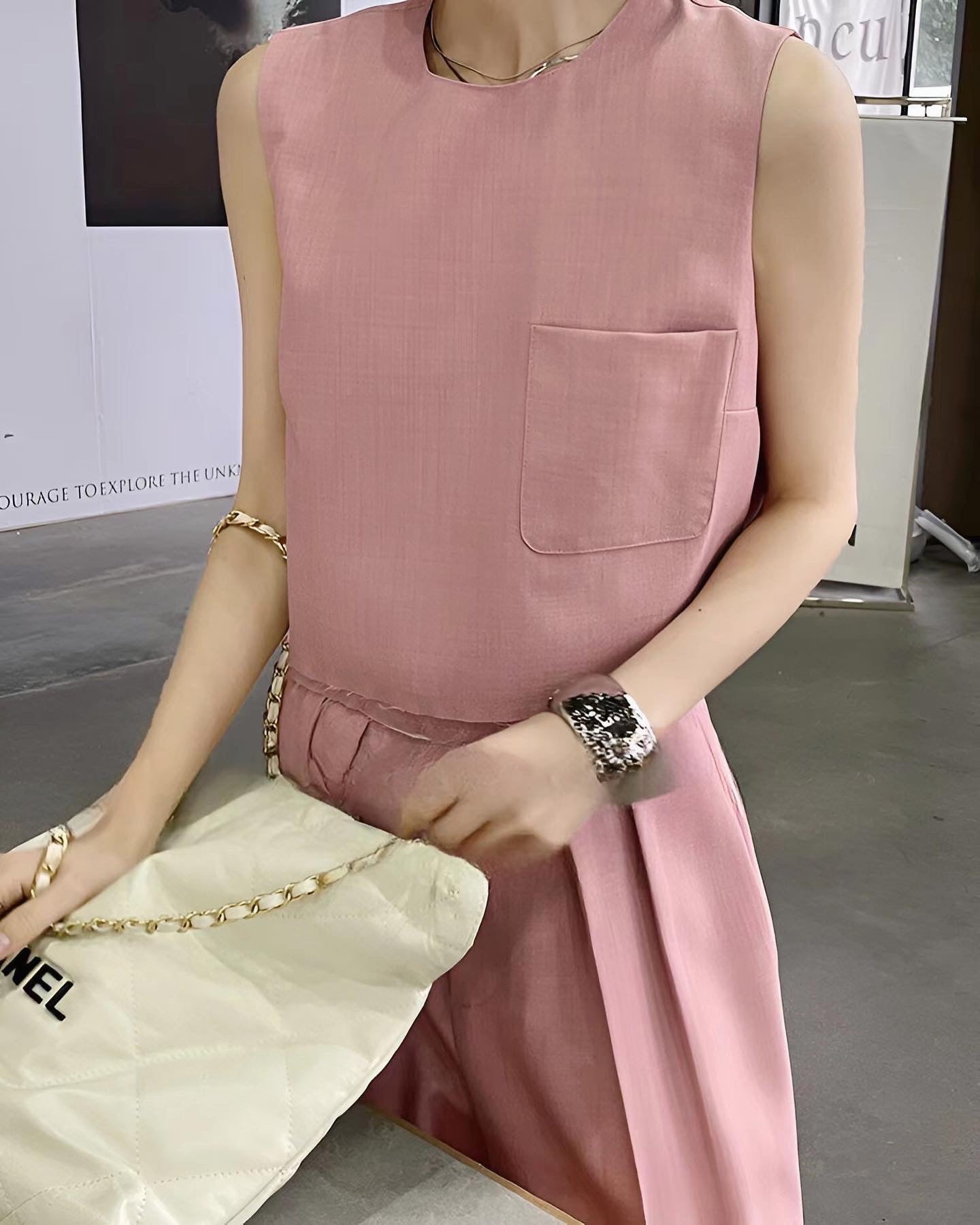 Solid Color Tank Top Casual Set