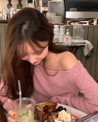 off shoulder針織冷杉top