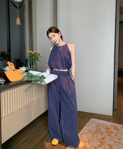 背心高腰闊腿褲套裝