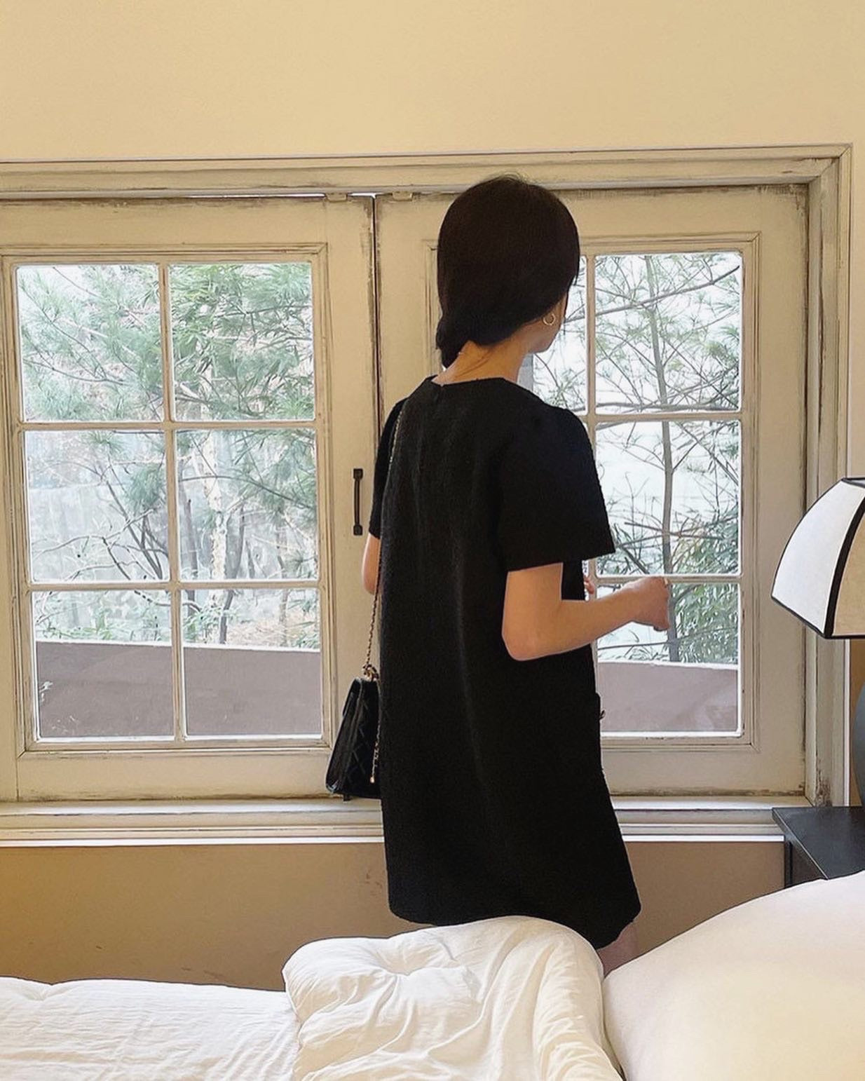 圓領tweed連身裙